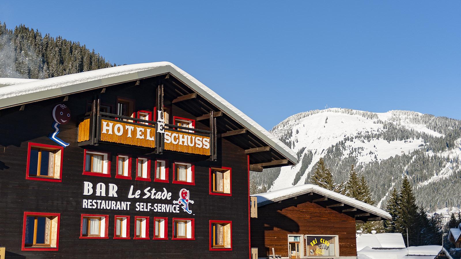 Châtel: Le Schuss - was für ein passender Name für ein Skihotel! Foto. Hilke Maunder