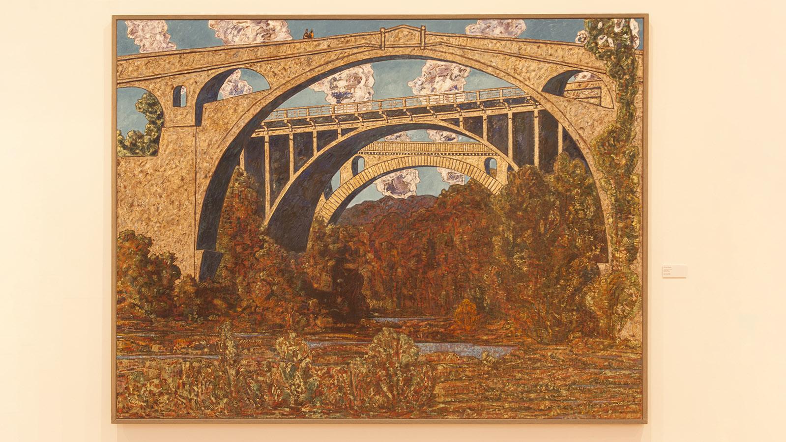 <em>Les ponts de Céret</em> - ein Gemälde von Vincent Bioulès, ausgestellt im Kunstmuseum von Céret. Foto: Hilke Maunder
