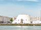 Le Havre: Großer und kleiner Vulkan, vom Bassin de Commerce aus gesehen. Im Hintergrund die Église Saint-Joseph. Foto: Hilke Maunder