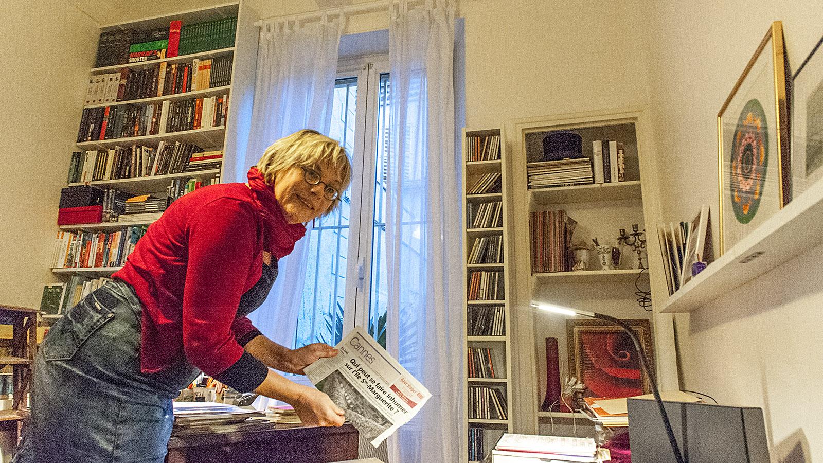 Cannes: Crhistine Cazon in ihrer Schreibstube. Foto: Hilke Maunder