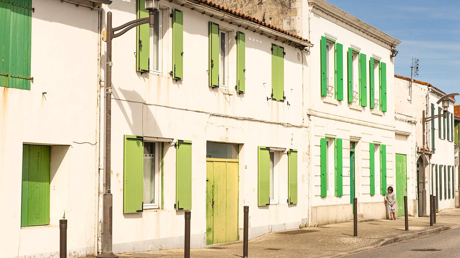 Weiß und grün: die Farben der Inselhäuser auf der Île de Ré - hier in Rivedoux. Foto: Hilke Maunder