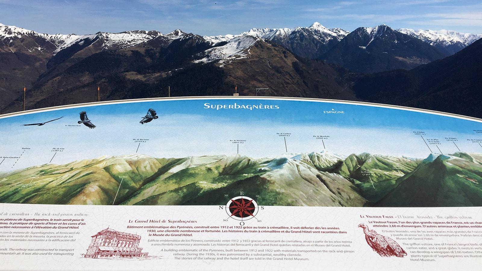 13 Dreitausender: Das Panorama von Luchon-Superbagnères beeindruckt! Foto; Hilke Maunder