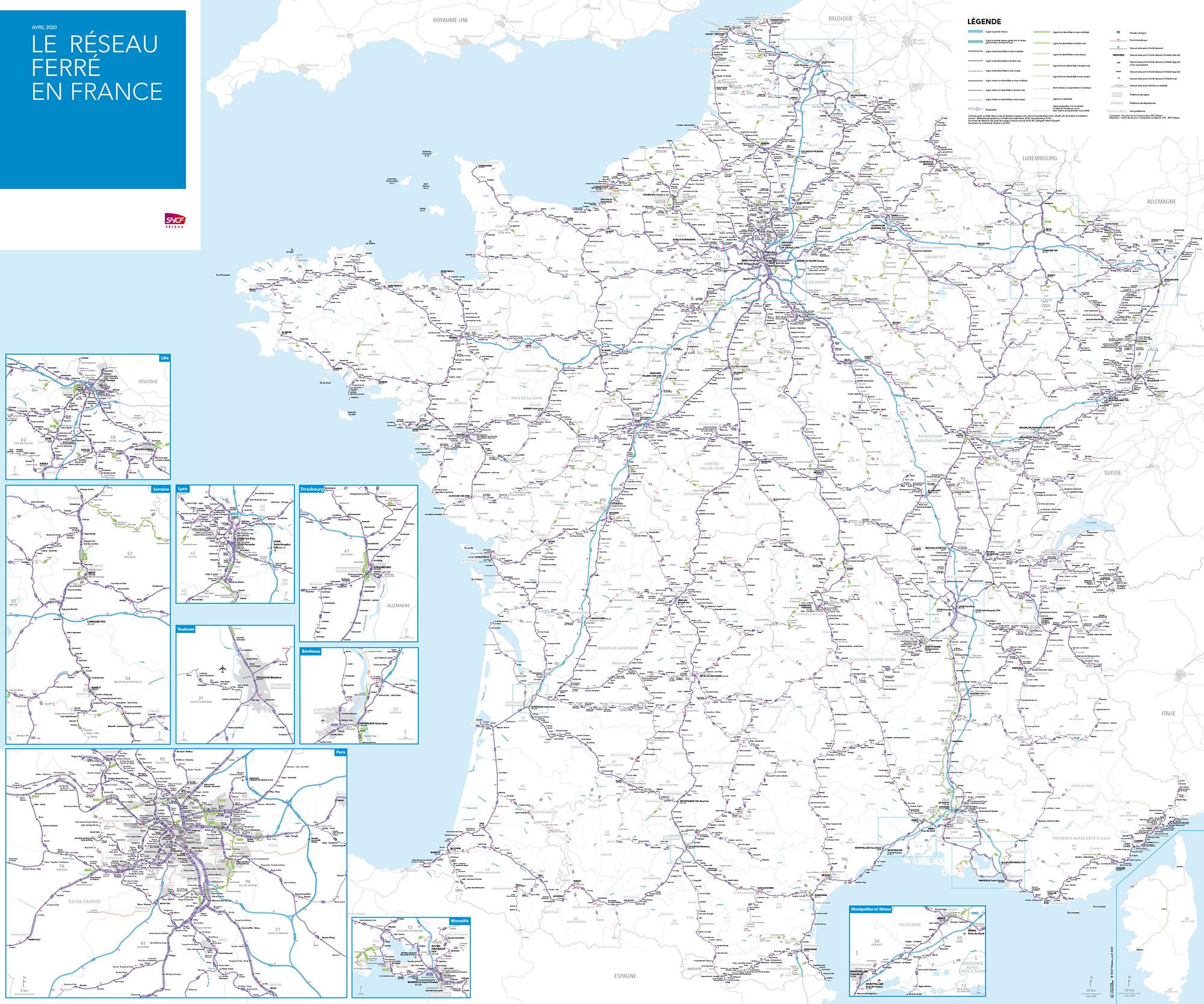 Das Bahnnetz in Frankreich. Copyright: SNCF