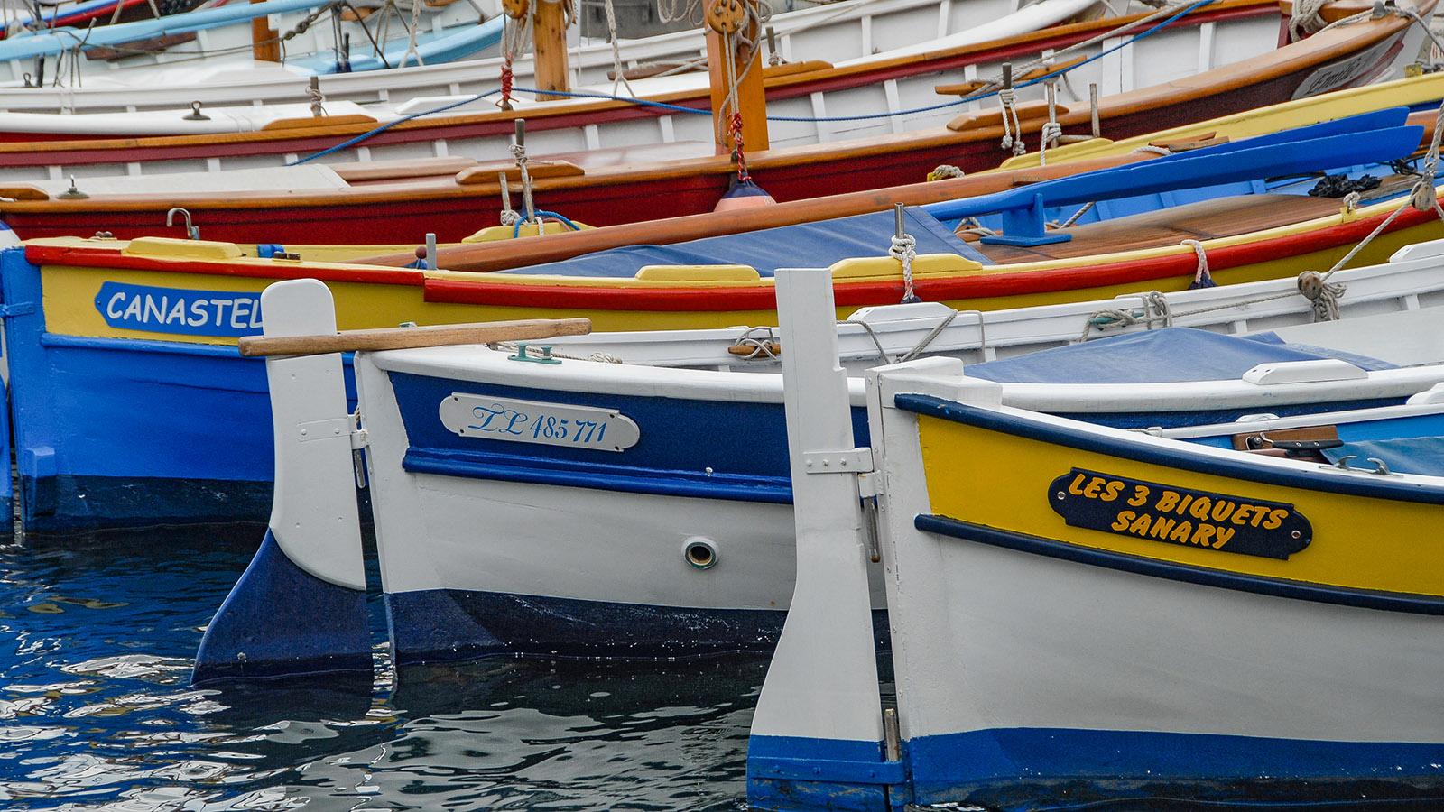 Auch im Hafen von Sanary-sur-Mer sind noch die bunten Holzboote der Fischer vertäut, die pointus. Foto: Hilke Maunder