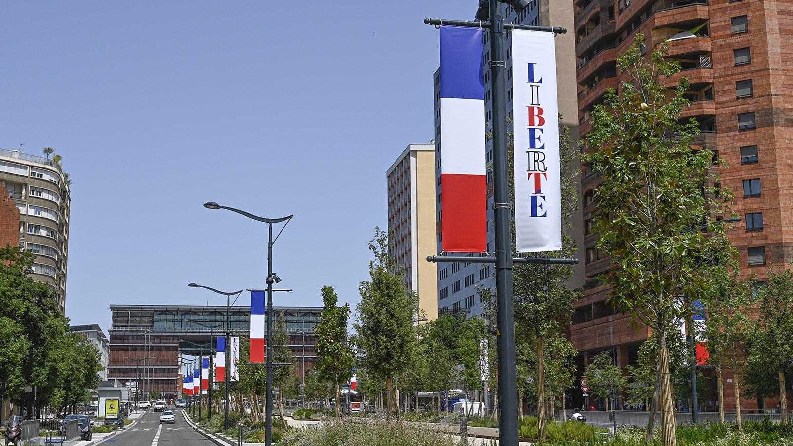 Toulouse: Flaggenschmuck zum 14. Juli auf der Allée Jean Jaurès. Foto: Hilke Maunder
