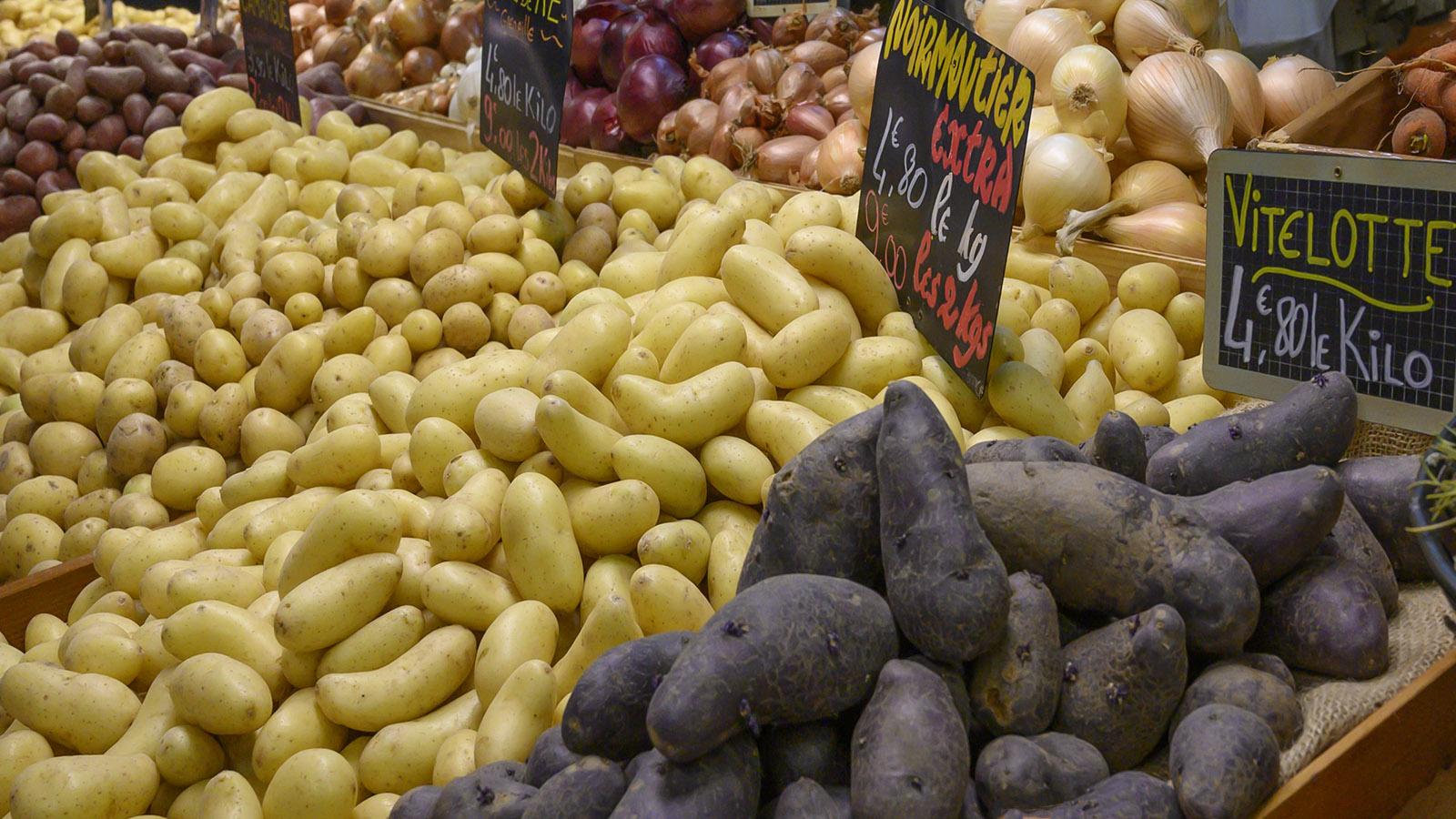 Kartoffelvielfalt in der Markthalle von Avignon. Foto: Hilke Maunder