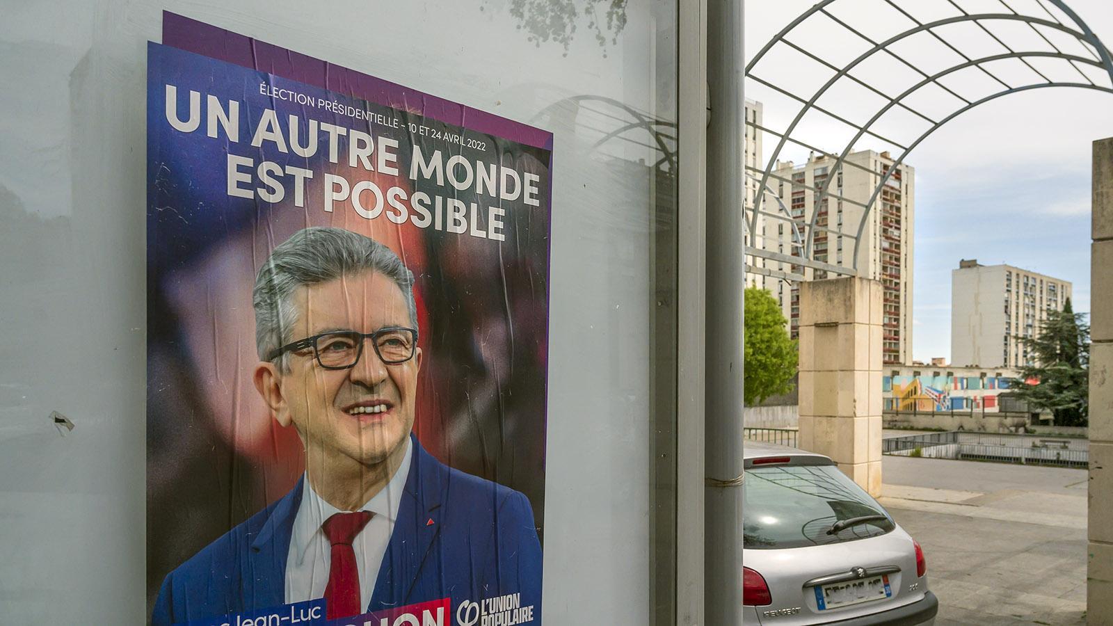 Eine andere Welt ist möglich, versprach Jean-Luc Mélenchon in der ersten Runde der Präsidentschaftswahlen 2022 … und kam damit auf Platz drei. Foto: Hilke Maunder