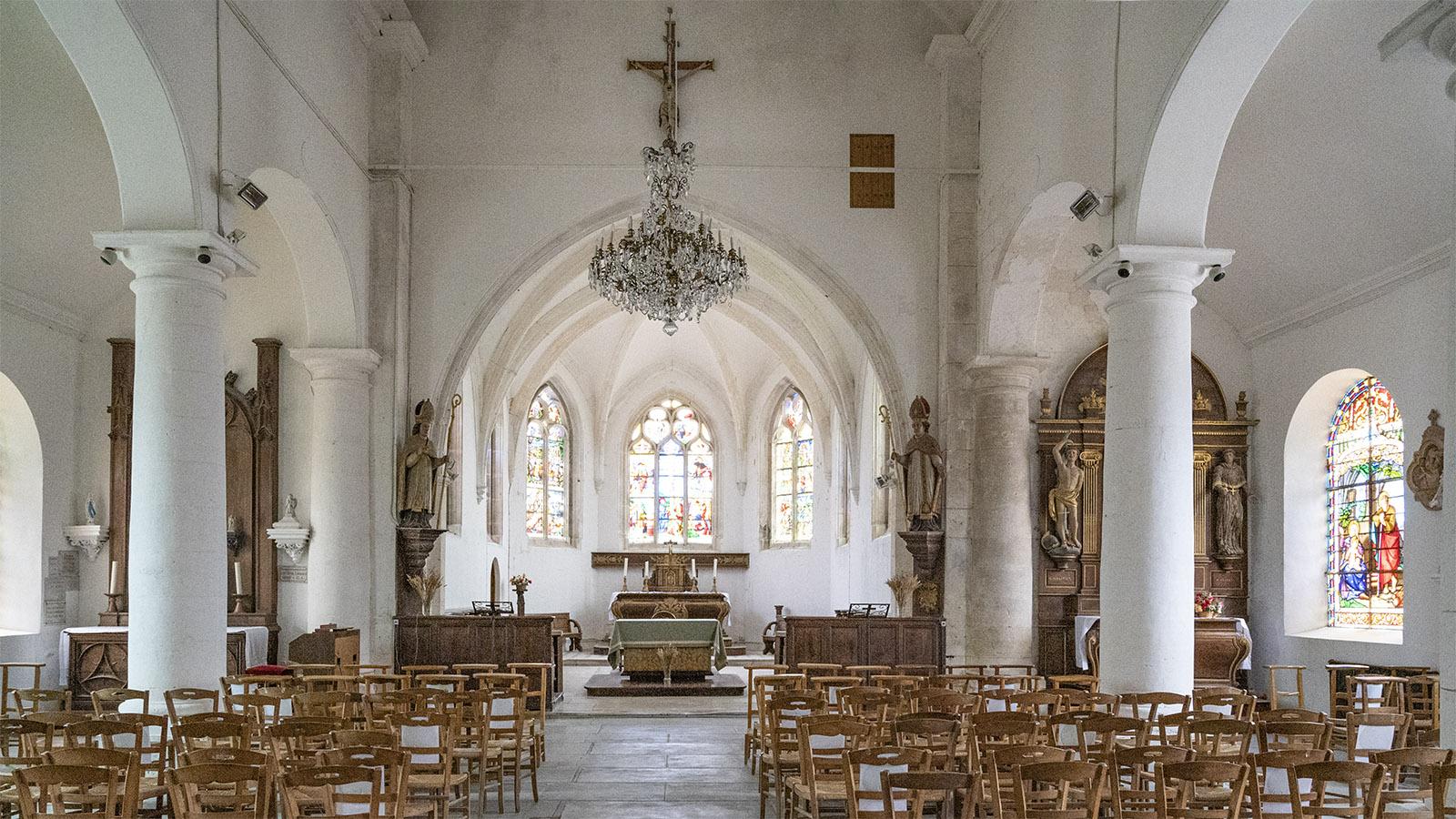 Das Innere der St. Martinskirche von Le Tilleul. Foto: Hilke Maunder