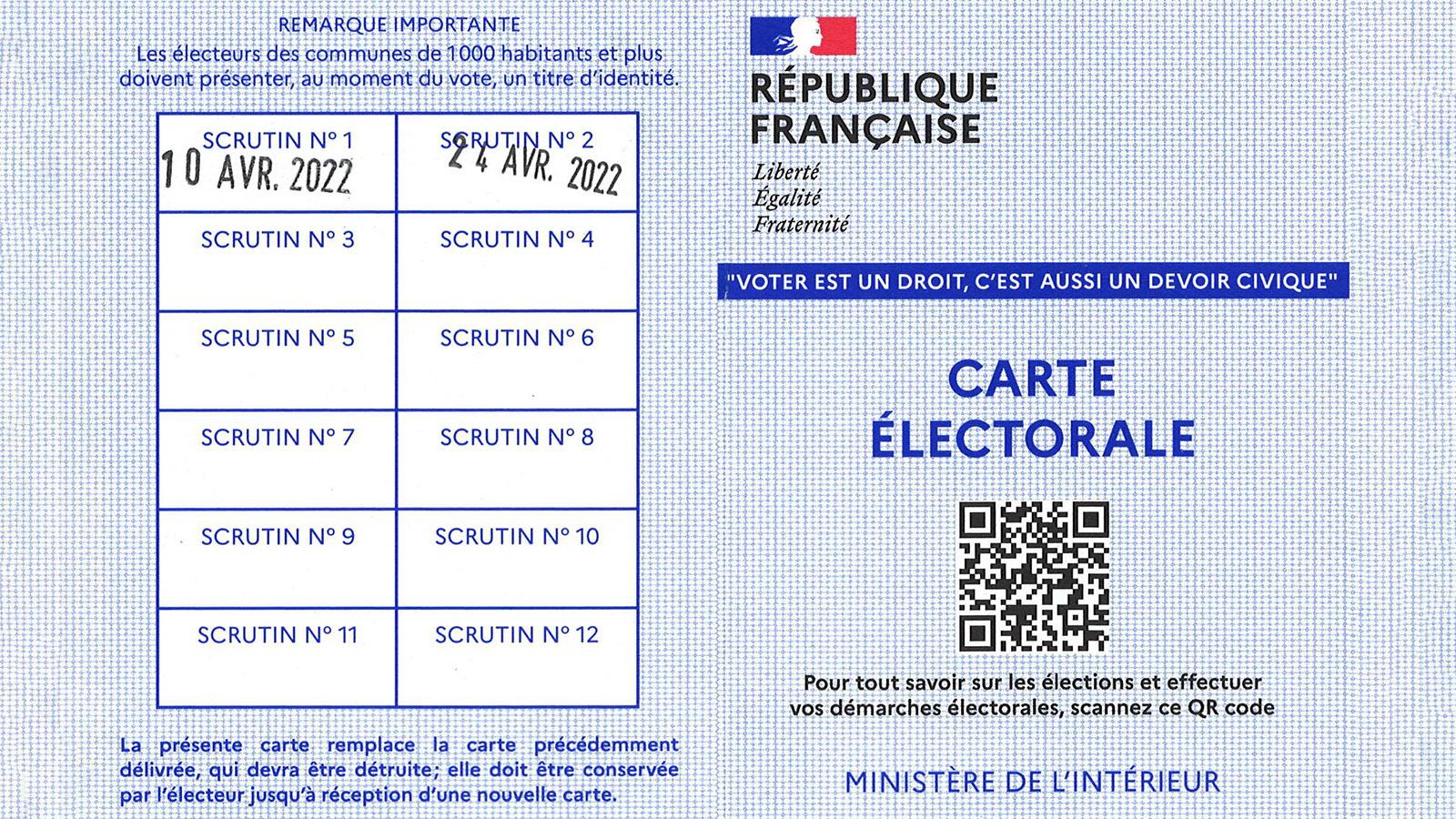 Die Wahlkarte der Franzosen trägt seit 3033 einen QR-Code. 