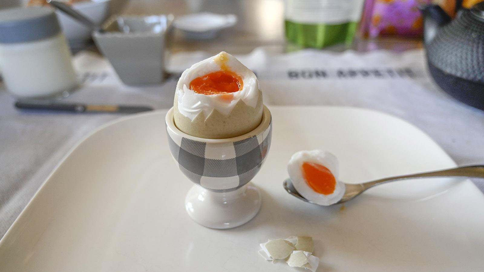 Erkannt? Bei Marlène und René gibt es Enten-Eier zum Frühstück - sehr aromatisch! Foto: Hilke Maunder