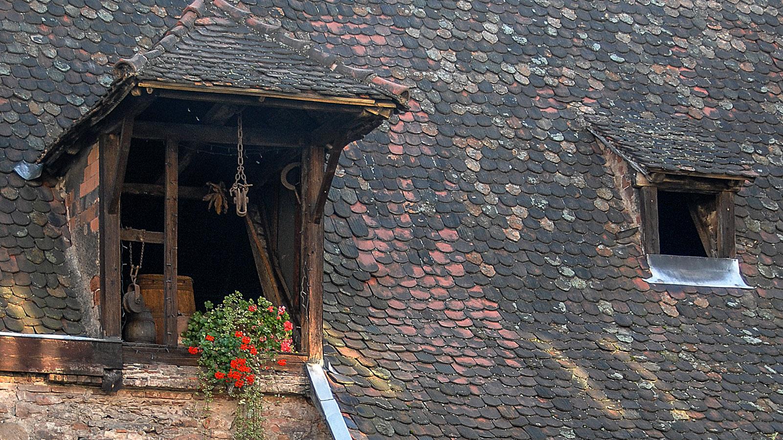 Detail eines Daches im Gerbervierel von Colmar. Foto: Hilke Maunder