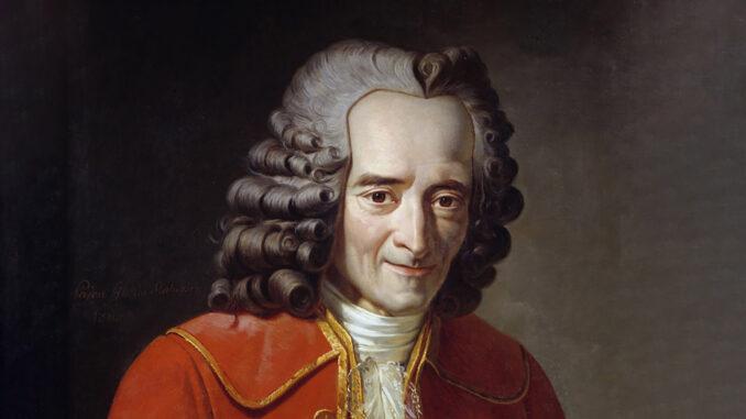 Der lesende Voltaire, gemalt von Jacques Augustin Catherine Pajou (1766–1828). Copyright: gemeinfrei