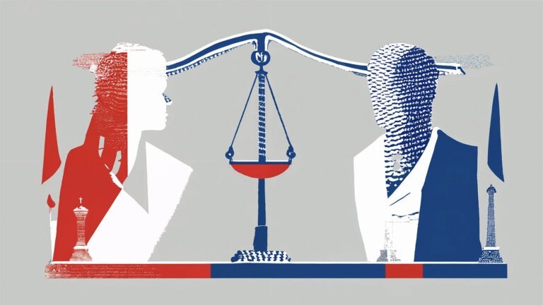 Droit à l'erreur: das Recht auf Irrtum- eine Illustration mit Waagschale der Justiz. Copyright: Hilke Maunder