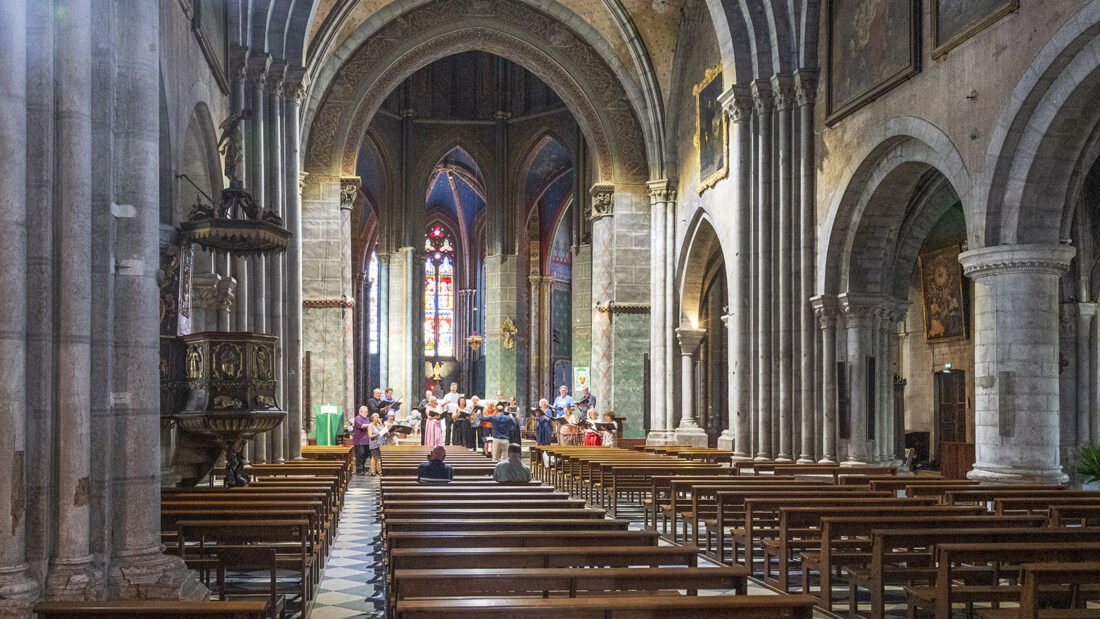Das Innere der Kathedrale von Oloron-Sainte-Marie. Foto: Hilke Maunder
