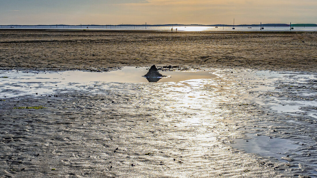 Ebbe am frühen Abend im Bassin d'Arcachon. Foto: Hilke Maunder